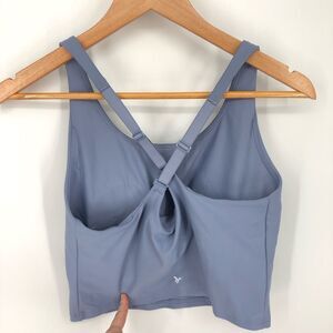 Old Navy Powersoft Crop Top Womens L Blue Go Dry Light Support Shelf Bra Padded